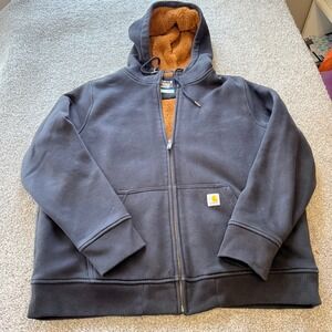 Carhartt jacket boys xl black Sherpa Lined sweater heavyweight outdoor gorpcore